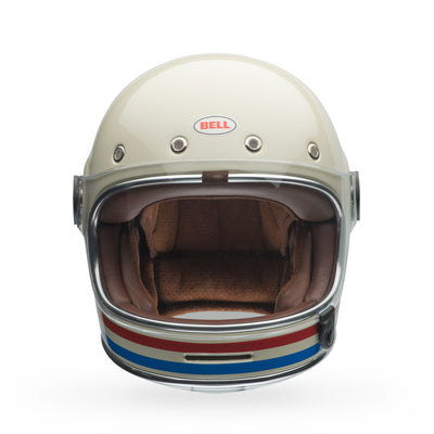 bell bullitt culture classic motorcycle helmet stripes gloss pearl white oxblood blue front