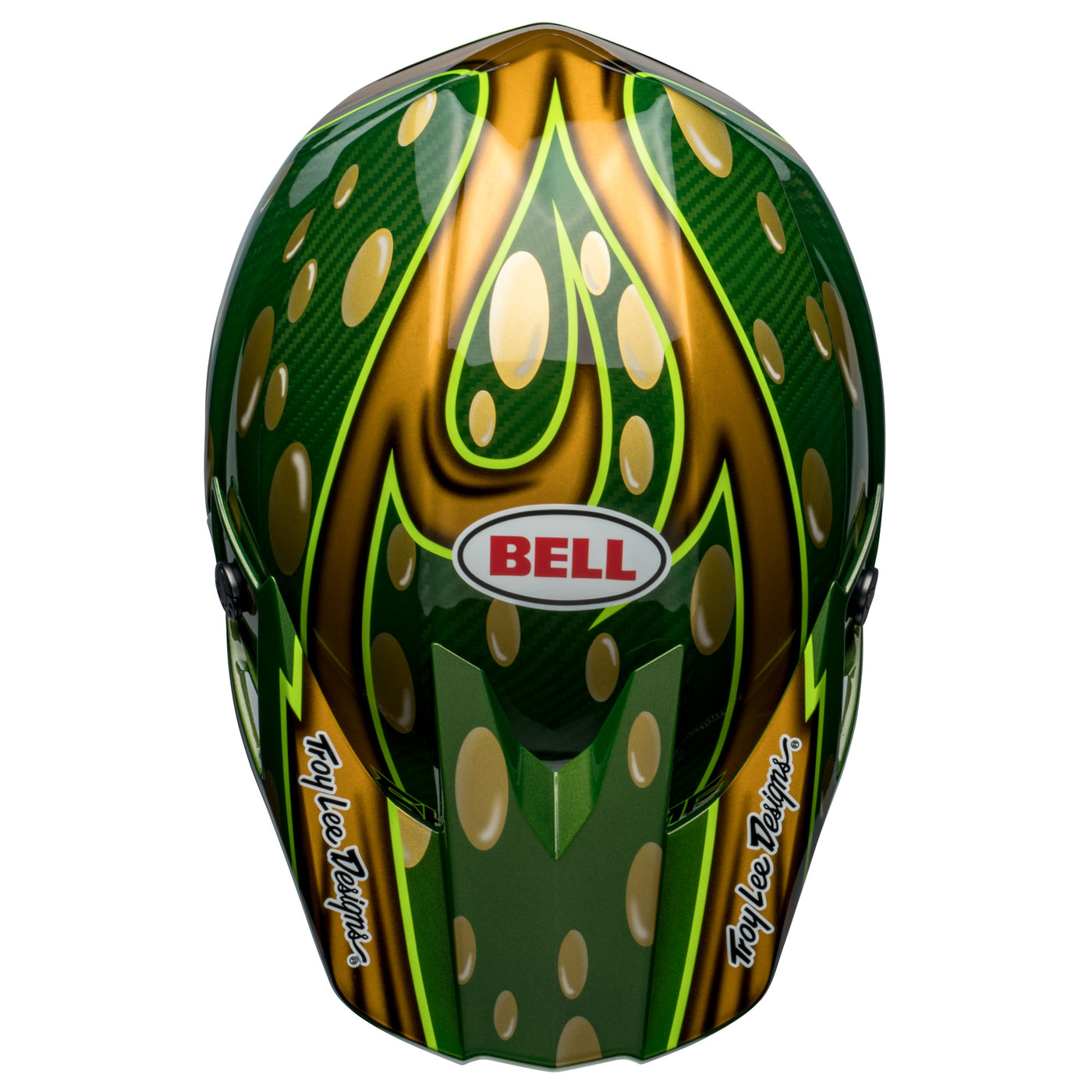 bell moto 10 spherical carbon dirt motorcycle helmet mcgrath replica 22 gloss gold green top