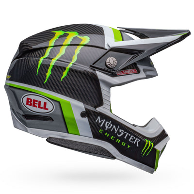bell moto 10 spherical carbon dirt motorcycle helmet pro circuit replica 22 gloss black green right