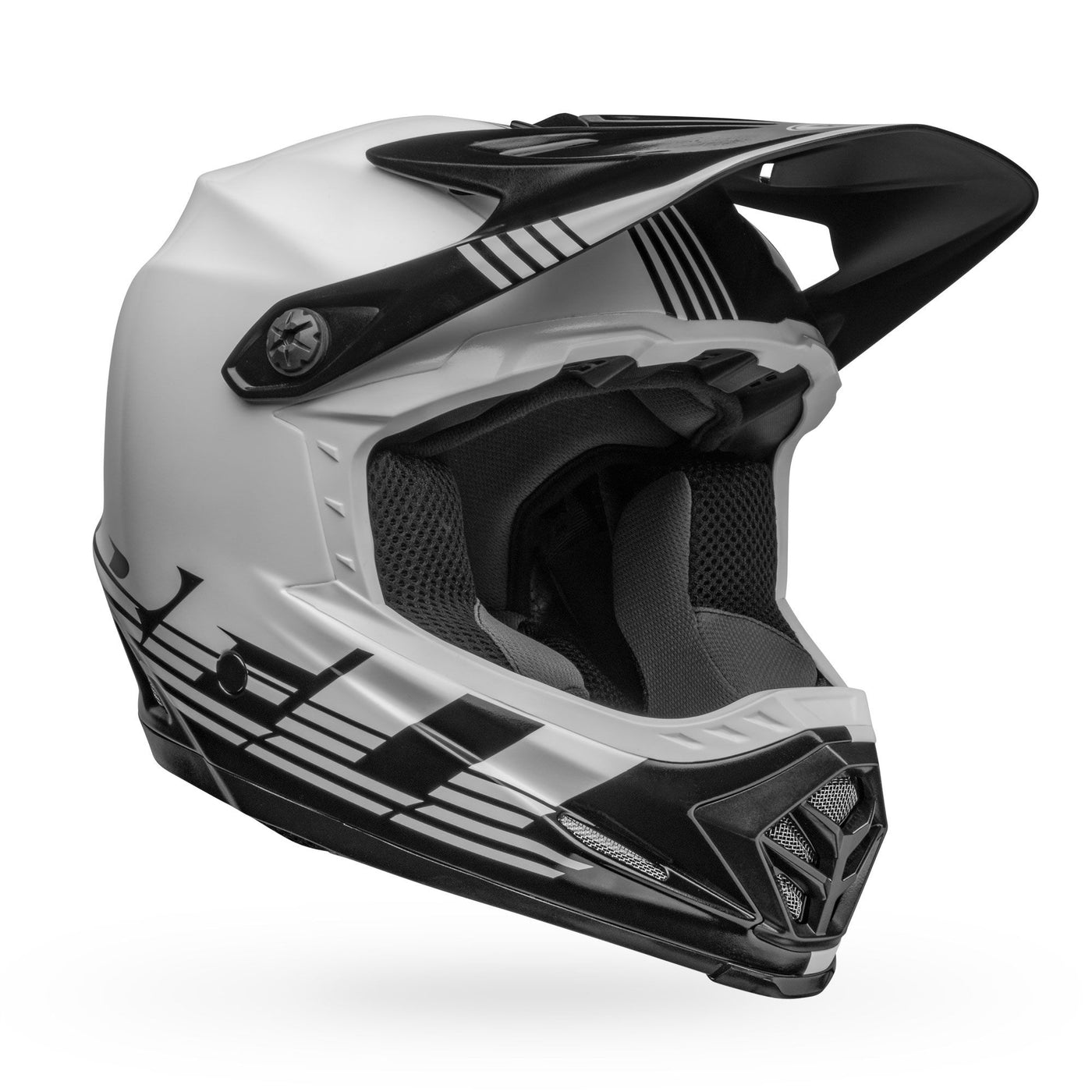 bell moto 9 youth mips motorcycle helmet louver gloss black white front right