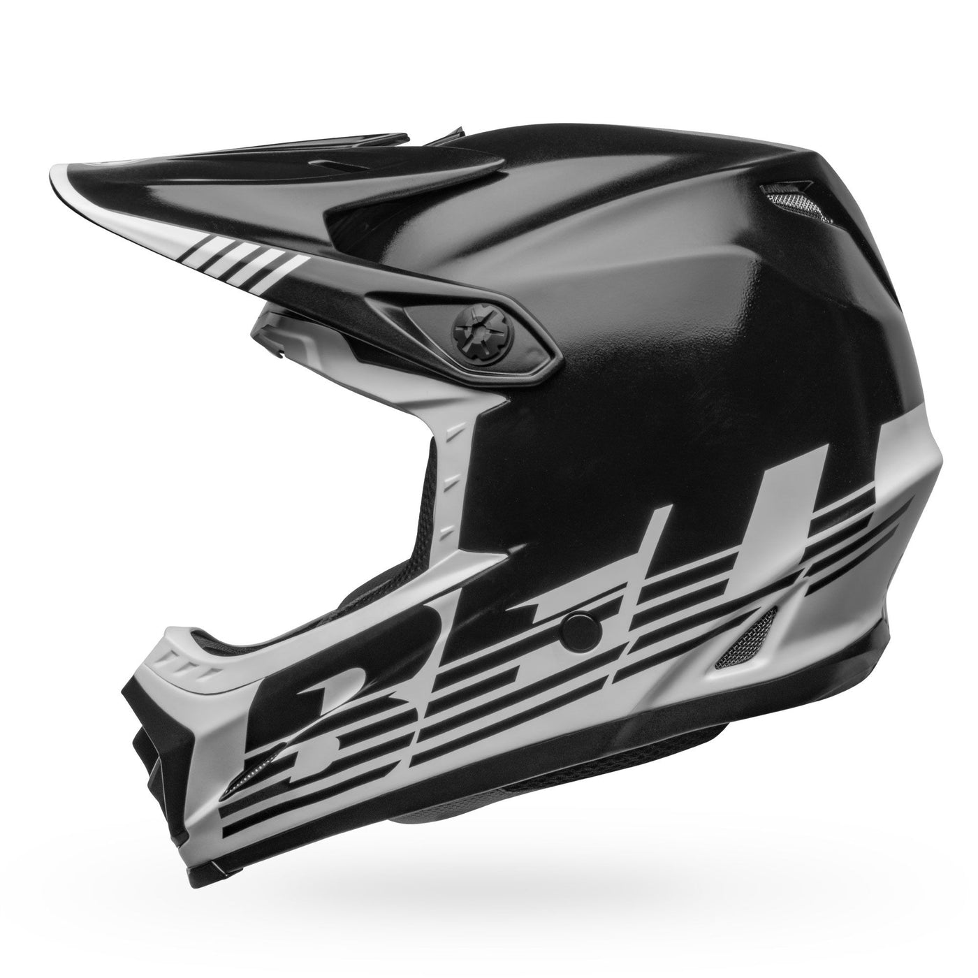 bell moto 9 youth mips motorcycle helmet louver gloss black white left