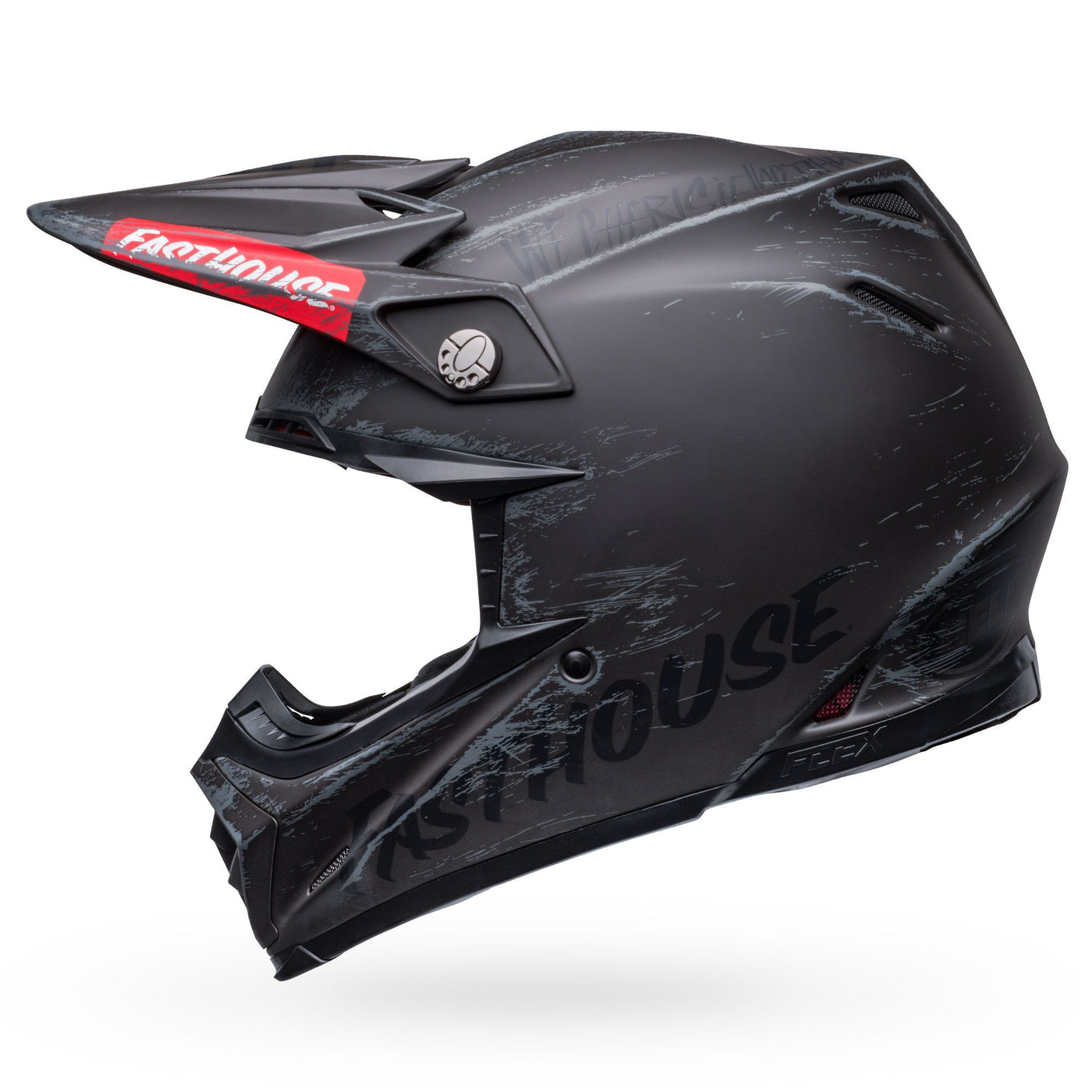 casque de moto bell moto 9s flex dirt fasthouse mojave mat noir gris gauche