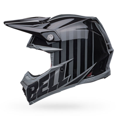 casque de moto bell moto 9s flex sprint mat gloss noir gris gauche
