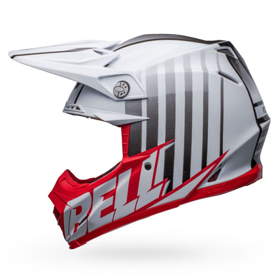 casque de moto Bell moto 9s flex sprint mat brillant blanc rouge gauche