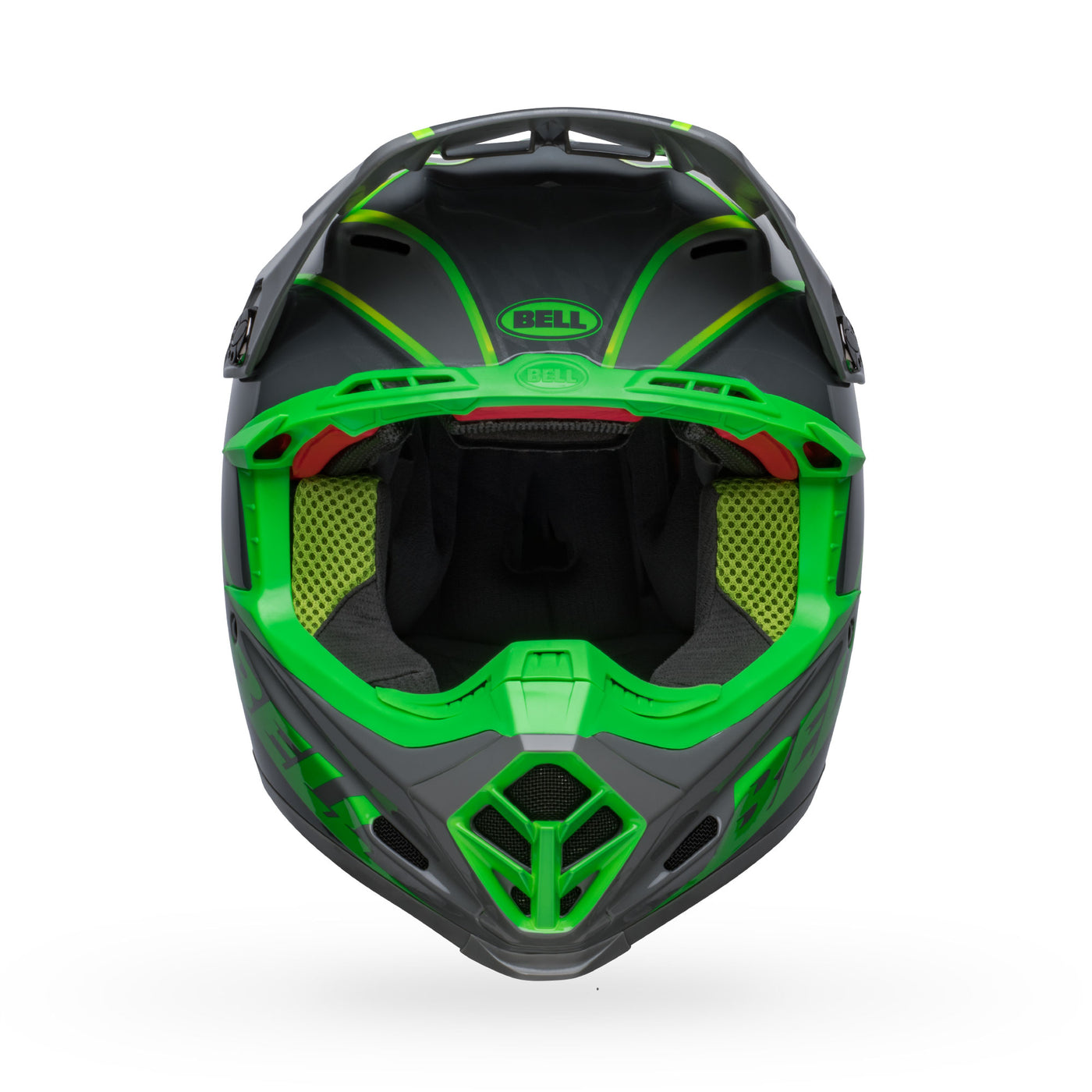 casque de moto bell moto 9s flex dirt sprite gloss gray green front