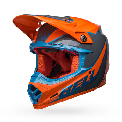 casque de moto dirt bell moto 9s flex sprite brillant orange gris avant gauche
