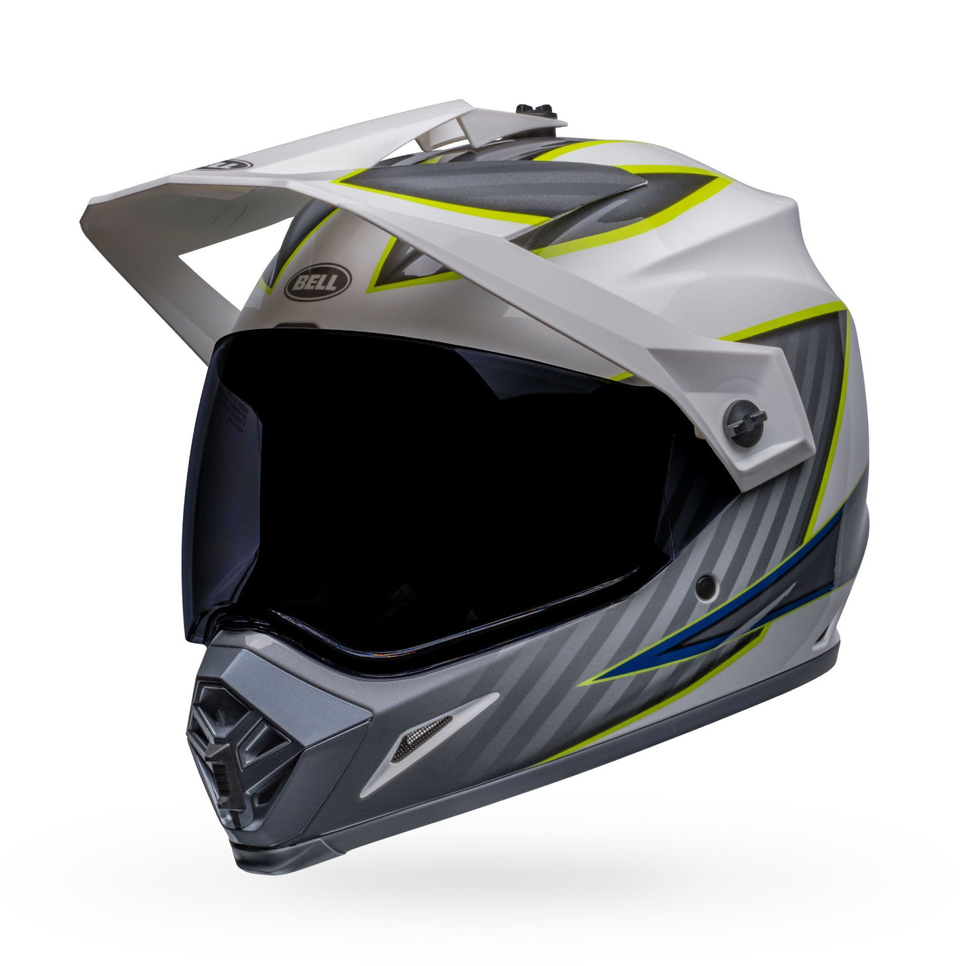 casque de moto bell mx 9 adventure mips dirt dalton gloss white hi viz yellow front left