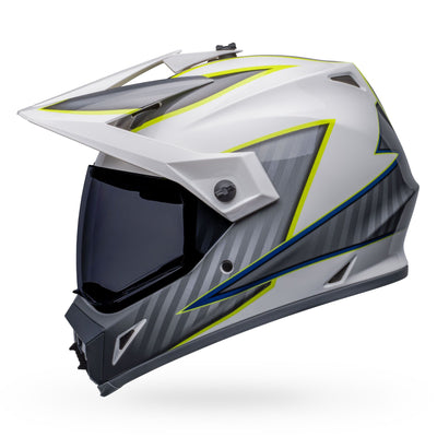 casque de moto bell mx 9 adventure mips dirt dalton gloss white hi viz yellow left