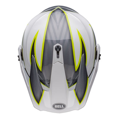 casque de moto bell mx 9 adventure mips dirt dalton gloss white hi viz yellow top