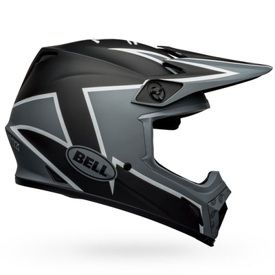 bell mx 9 mips dirt dirt motorcycle helmet twitch matte black gray white right